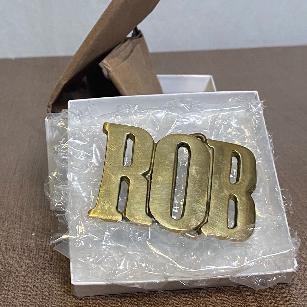 Vintage Solid Brass “ROB” Belt Buckle